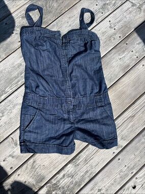 Dynamite Dark Blue Denim Romper Shorts